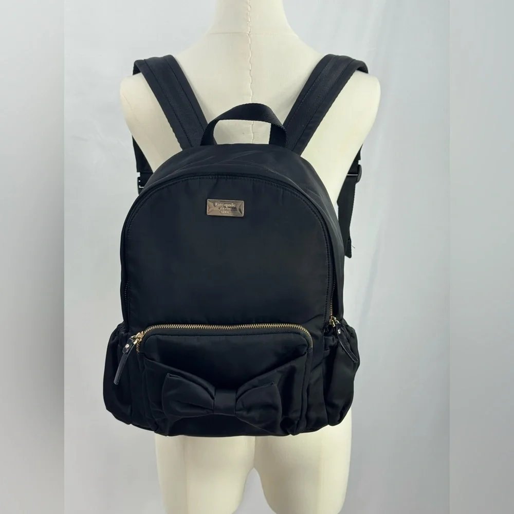 Kate Spade New York Girl Black Nylon Bow Backpack